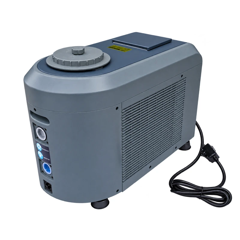 pool heater4 PowerBay Pool Master all-in-one pool heat pump side view showing compact design and ventilation grille